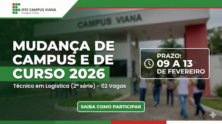 Vagas para mudança de curso e de campus